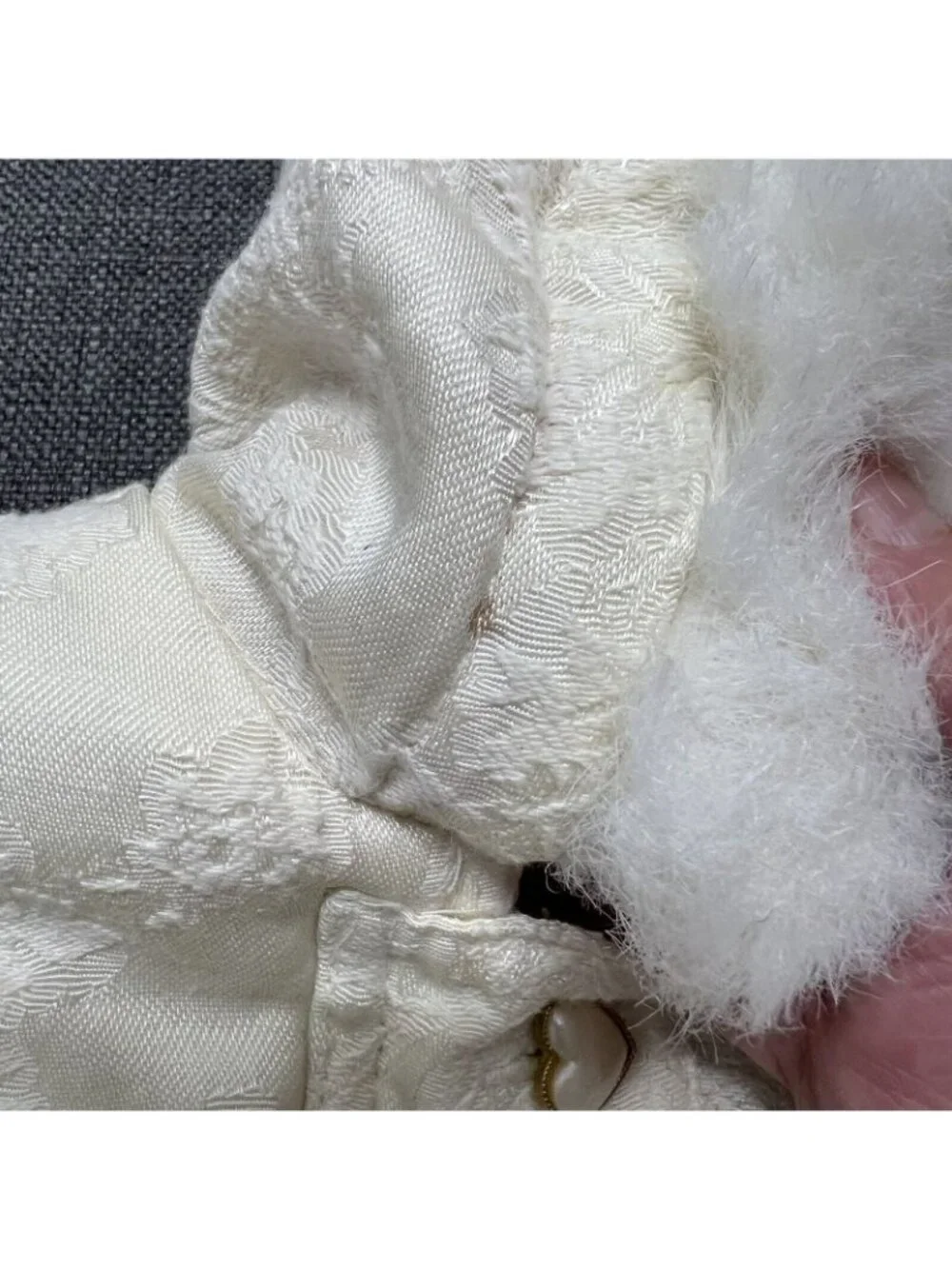 Vintage 80s Baby Snowsuit 6-9 Mo Cream White Jacquard Heart Buttons Giacca Young